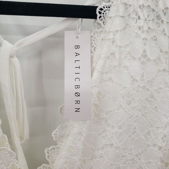 Baltic born Venice lace maxi Dress Womens Size Medium Short Sleeve V Neck V Back - Picture 6 of 13